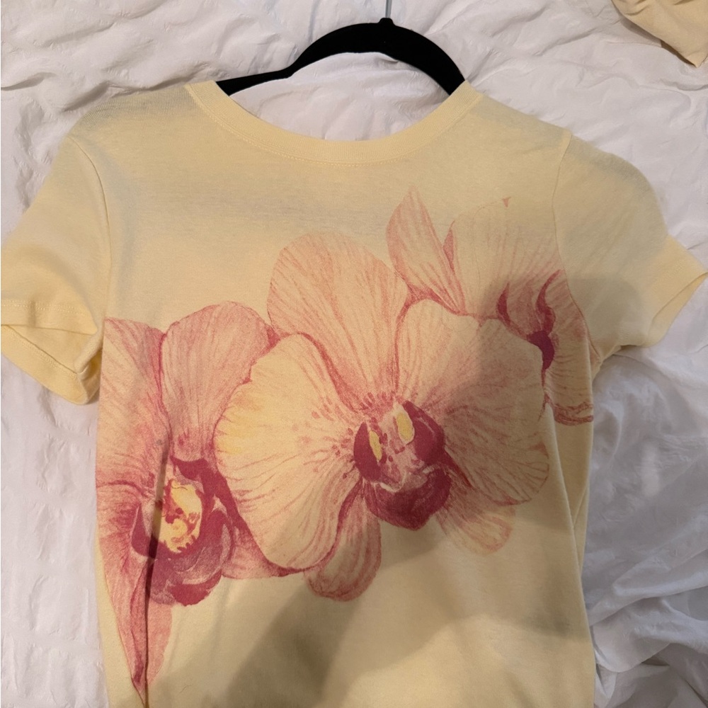 Hollister Cream and Pink Short Sleeve T-Shirt